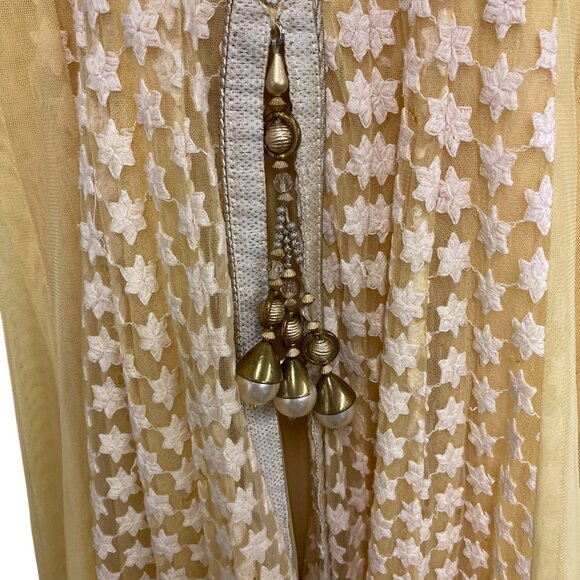 Vintage Yellow Embroidered Anarkali Dress With Beaded Details As Is - Picture 5 of 16